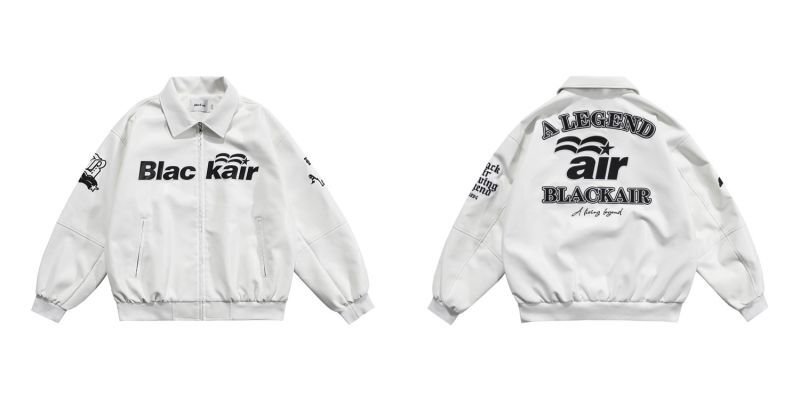 画像11: Letter Embroidery PU Leather Hip Hop Loose Lapel JacketBASEBALL JACKET  blouson  ユニセックス 男女兼用レター刺繍レザーラペルジャケットスタジアムジャンパー スタジャン MA-1 ボンバー ジャケット ブルゾン (11)