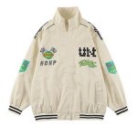 画像3:  stand collar zip up embroidered street baseball uniform jacketHip Hop JacketBASEBALL JACKET  blouson  ユニセックス 男女兼用スタンドカラージップアップカラフル刺繍ジャケットスタジアムジャンパー スタジャン MA-1 ボンバー ジャケット ブルゾン (3)