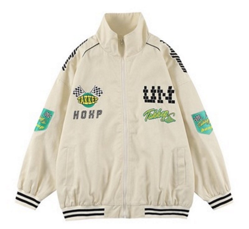 画像3:  stand collar zip up embroidered street baseball uniform jacketHip Hop JacketBASEBALL JACKET  blouson  ユニセックス 男女兼用スタンドカラージップアップカラフル刺繍ジャケットスタジアムジャンパー スタジャン MA-1 ボンバー ジャケット ブルゾン (3)