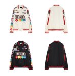 画像5: M&M & emblem embroiderybaseball uniform jacketHip Hop JacketBASEBALL JACKET  blouson  ユニセックス 男女兼用M&M＆エンブレムカラフル刺繍ジャケットスタジアムジャンパー スタジャン MA-1 ボンバー ジャケット ブルゾン (5)