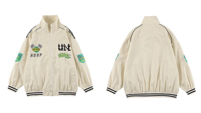 画像6:  stand collar zip up embroidered street baseball uniform jacketHip Hop JacketBASEBALL JACKET  blouson  ユニセックス 男女兼用スタンドカラージップアップカラフル刺繍ジャケットスタジアムジャンパー スタジャン MA-1 ボンバー ジャケット ブルゾン (6)
