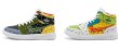 画像2:  Men's unisex pop color graphic print lace uphigh cut sneakers　 ユニセックス男女兼用ハイカットポップカラーグラフィックペイント レースアップスニーカーカジュアル シューズ (2)