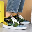 画像5:  Men's unisex pop color graphic print lace uphigh cut sneakers　 ユニセックス男女兼用ハイカットポップカラーグラフィックペイント レースアップスニーカーカジュアル シューズ (5)