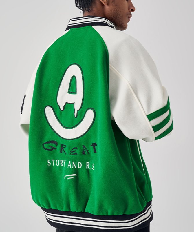 画像5: MILAI PANDA jackets baseball uniform jacket blouson ユニセッ クス男女兼用バイカラー刺繍スタジアムジャンパー スタジャン ジャケットブルゾン (5)