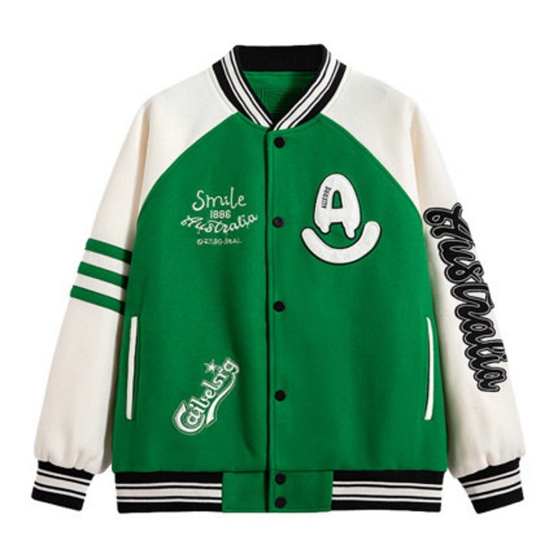 画像2: MILAI PANDA jackets baseball uniform jacket blouson ユニセッ クス男女兼用バイカラー刺繍スタジアムジャンパー スタジャン ジャケットブルゾン (2)