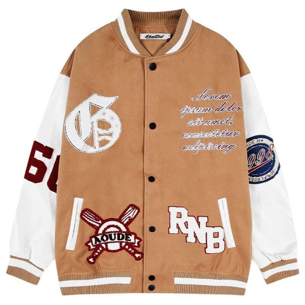 画像1: Little Nili baseball embroidery Hip Hop JacketBASEBALL JACKET  blouson  ユニセックス 男女兼用ベイスボール刺繍エンブレムジャケットスタジアムジャンパー スタジャン MA-1 ボンバー ジャケット ブルゾン (1)