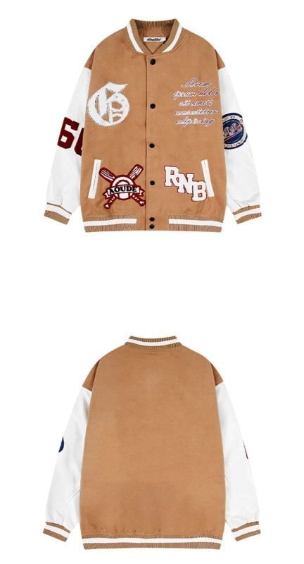 画像3: Little Nili baseball embroidery Hip Hop JacketBASEBALL JACKET  blouson  ユニセックス 男女兼用ベイスボール刺繍エンブレムジャケットスタジアムジャンパー スタジャン MA-1 ボンバー ジャケット ブルゾン (3)