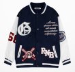 画像2: Little Nili baseball embroidery Hip Hop JacketBASEBALL JACKET  blouson  ユニセックス 男女兼用ベイスボール刺繍エンブレムジャケットスタジアムジャンパー スタジャン MA-1 ボンバー ジャケット ブルゾン (2)