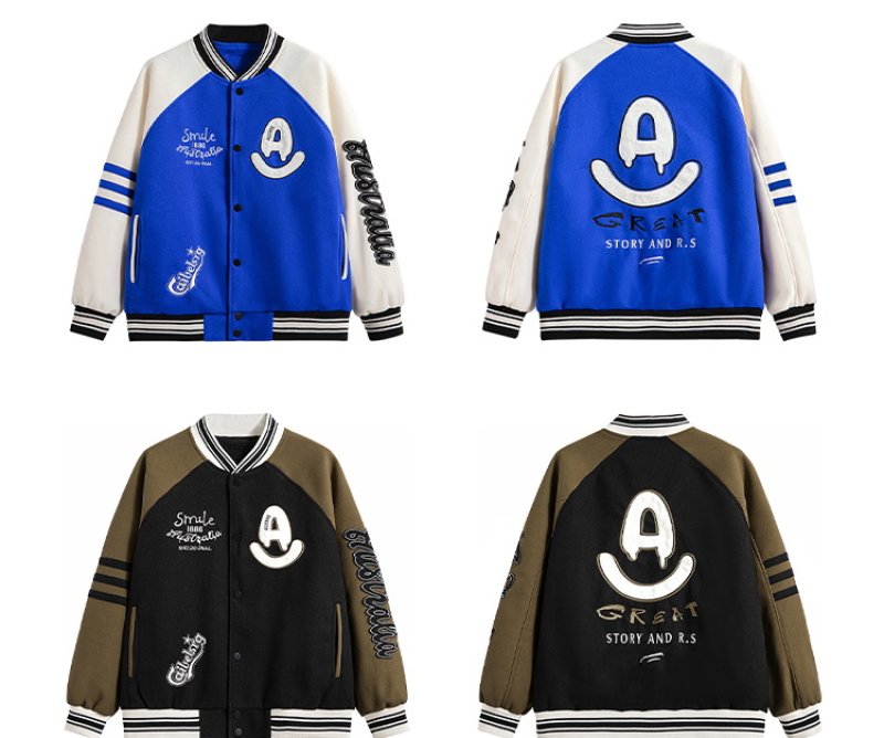 画像9: MILAI PANDA jackets baseball uniform jacket blouson ユニセッ クス男女兼用バイカラー刺繍スタジアムジャンパー スタジャン ジャケットブルゾン (9)