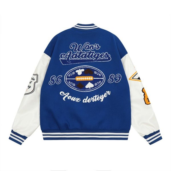 画像2: alphabet baseball jackets baseball uniform jacket blouson　ユニセッ クス男女兼用アルファベットロゴベイスボール刺繍スタジアムジャンパー スタジャン ジャケットブルゾン (2)