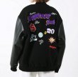 画像4: pop pattern embroidery baseball jackets baseball uniform jacket blouson　ユニセッ クス男女兼用ポップエンブレム刺繍スタジアムジャンパー スタジャン ジャケットブルゾン (4)