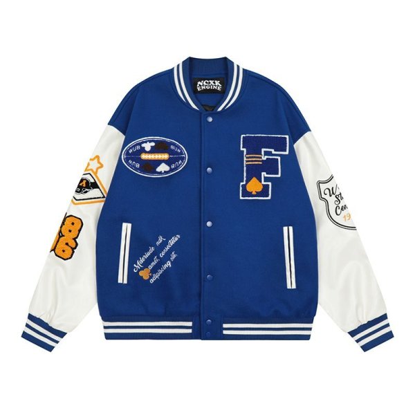 画像4: alphabet baseball jackets baseball uniform jacket blouson　ユニセッ クス男女兼用アルファベットロゴベイスボール刺繍スタジアムジャンパー スタジャン ジャケットブルゾン (4)