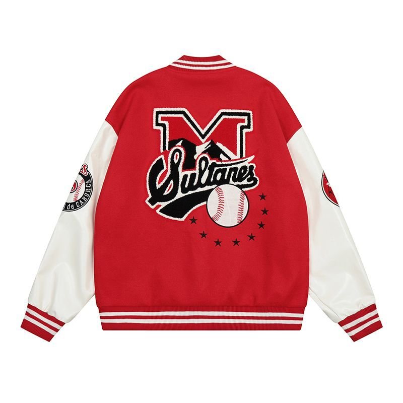 画像8: Black male heavyweight national  letter jackets baseball uniform jacket blouson ユニセッ クス男女兼用ベイスボール刺繍スタジアムジャンパー スタジャン ジャケットブルゾン (8)