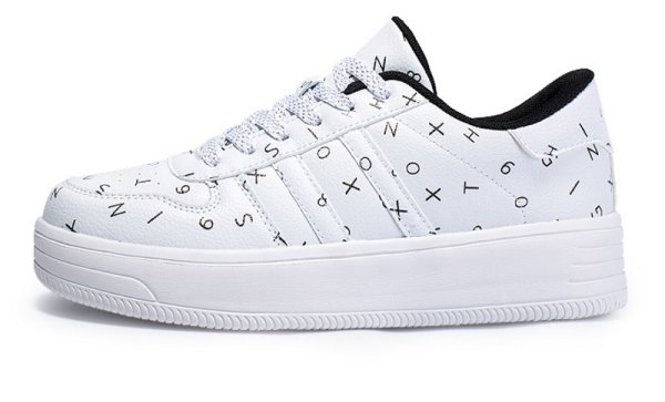 画像1:  unisex alphabet small logo print lace up sneakers　 ユニセックス男女兼用アルファベットスモールロゴペイント レースアップスニーカーカジュアル シューズ (1)