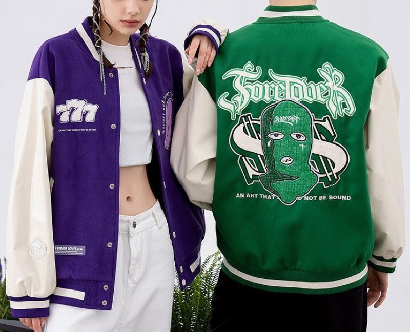 画像6: surgical flocking baseball jackets baseball uniform jacket blouson ユニセッ クス男女兼用マスク刺繍スタジアムジャンパー スタジャン ジャケットブルゾン (6)