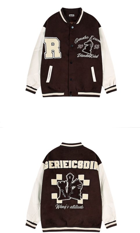 画像5: chess baseball jackets baseball uniform jacket blouson ユニセッ クス男女兼用チェスベイスボール刺繍スタジアムジャンパー スタジャン ジャケットブルゾン (5)