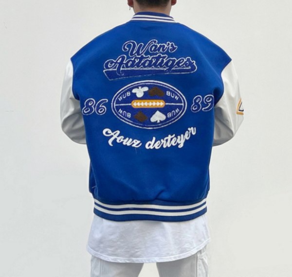 画像6: alphabet baseball jackets baseball uniform jacket blouson　ユニセッ クス男女兼用アルファベットロゴベイスボール刺繍スタジアムジャンパー スタジャン ジャケットブルゾン (6)