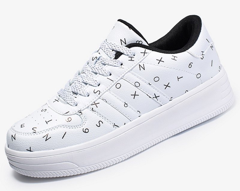 画像2:  unisex alphabet small logo print lace up sneakers  ユニセックス男女兼用アルファベットスモールロゴペイント レースアップスニーカーカジュアル シューズ (2)