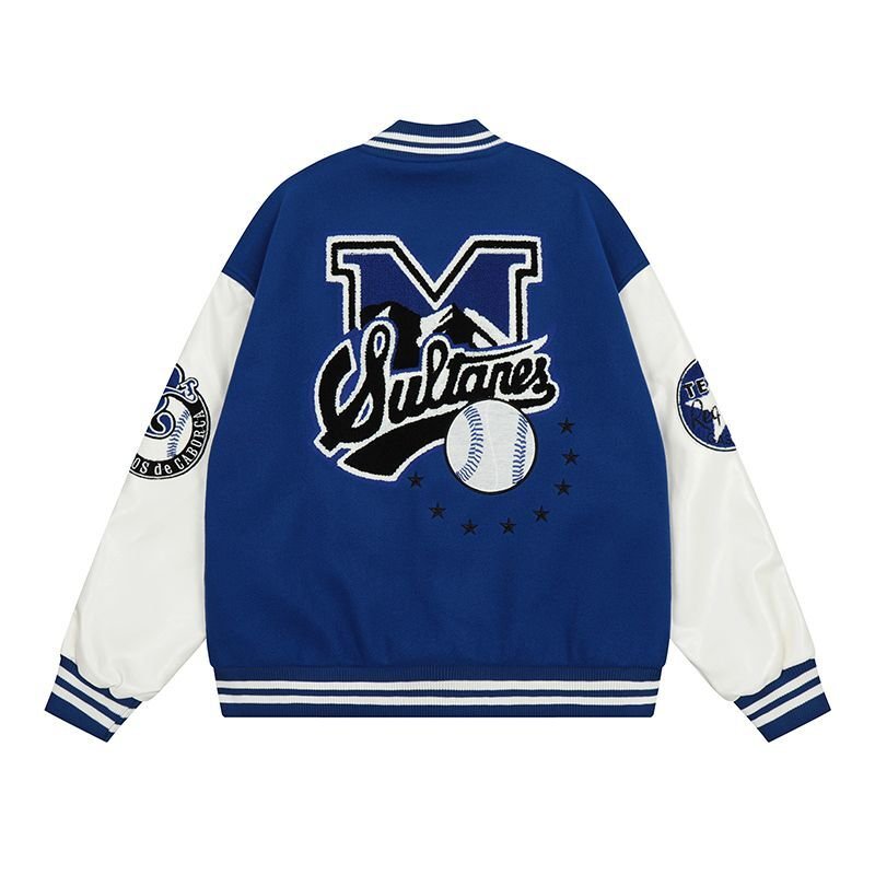 画像2: Black male heavyweight national  letter jackets baseball uniform jacket blouson ユニセッ クス男女兼用ベイスボール刺繍スタジアムジャンパー スタジャン ジャケットブルゾン (2)