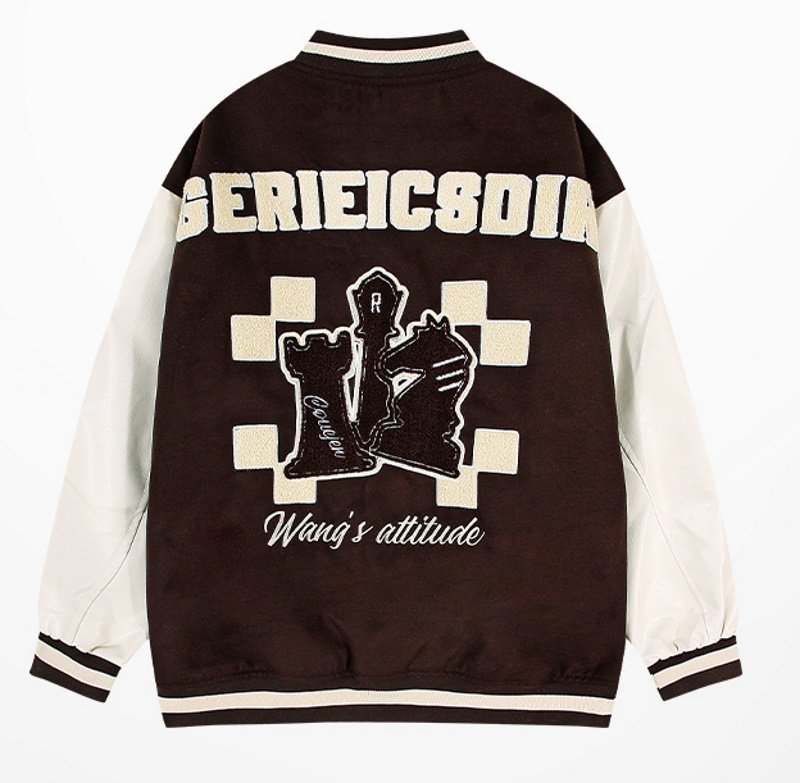 画像1: chess baseball jackets baseball uniform jacket blouson　ユニセッ クス男女兼用チェスベイスボール刺繍スタジアムジャンパー スタジャン ジャケットブルゾン (1)