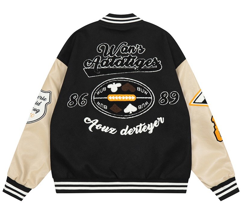 画像1: alphabet baseball jackets baseball uniform jacket blouson　ユニセッ クス男女兼用アルファベットロゴベイスボール刺繍スタジアムジャンパー スタジャン ジャケットブルゾン (1)