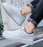 画像4:  unisex alphabet small logo print lace up sneakers　 ユニセックス男女兼用アルファベットスモールロゴペイント レースアップスニーカーカジュアル シューズ (4)