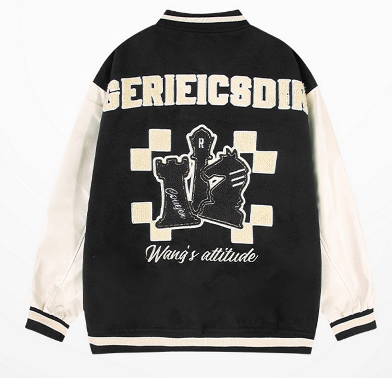 画像2: chess baseball jackets baseball uniform jacket blouson ユニセッ クス男女兼用チェスベイスボール刺繍スタジアムジャンパー スタジャン ジャケットブルゾン (2)