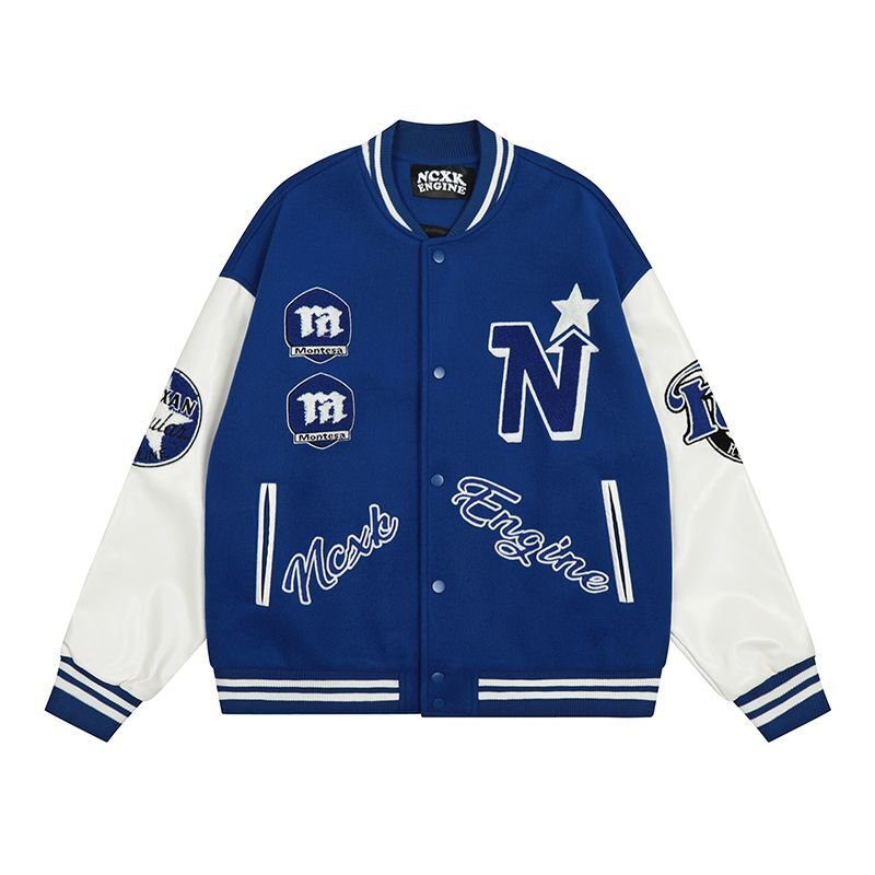 画像4: Black male heavyweight national  letter jackets baseball uniform jacket blouson ユニセッ クス男女兼用ベイスボール刺繍スタジアムジャンパー スタジャン ジャケットブルゾン (4)