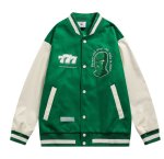 画像4: surgical flocking baseball jackets baseball uniform jacket blouson　ユニセッ クス男女兼用マスク刺繍スタジアムジャンパー スタジャン ジャケットブルゾン (4)