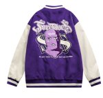 画像1: surgical flocking baseball jackets baseball uniform jacket blouson　ユニセッ クス男女兼用マスク刺繍スタジアムジャンパー スタジャン ジャケットブルゾン (1)