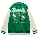 画像2: surgical flocking baseball jackets baseball uniform jacket blouson　ユニセッ クス男女兼用マスク刺繍スタジアムジャンパー スタジャン ジャケットブルゾン (2)