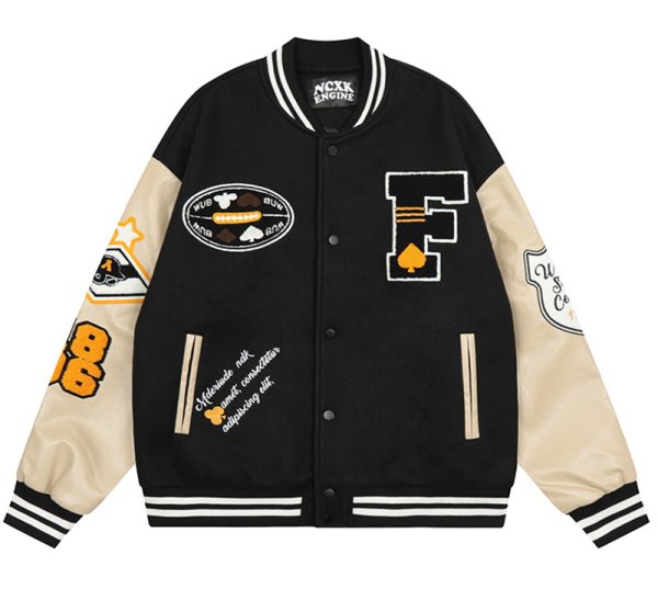 画像3: alphabet baseball jackets baseball uniform jacket blouson　ユニセッ クス男女兼用アルファベットロゴベイスボール刺繍スタジアムジャンパー スタジャン ジャケットブルゾン (3)