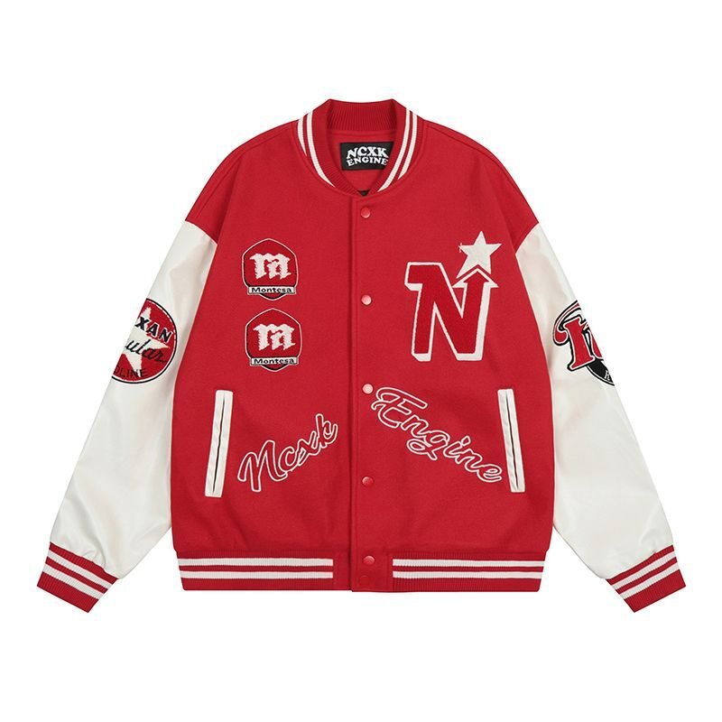 画像3: Black male heavyweight national  letter jackets baseball uniform jacket blouson ユニセッ クス男女兼用ベイスボール刺繍スタジアムジャンパー スタジャン ジャケットブルゾン (3)