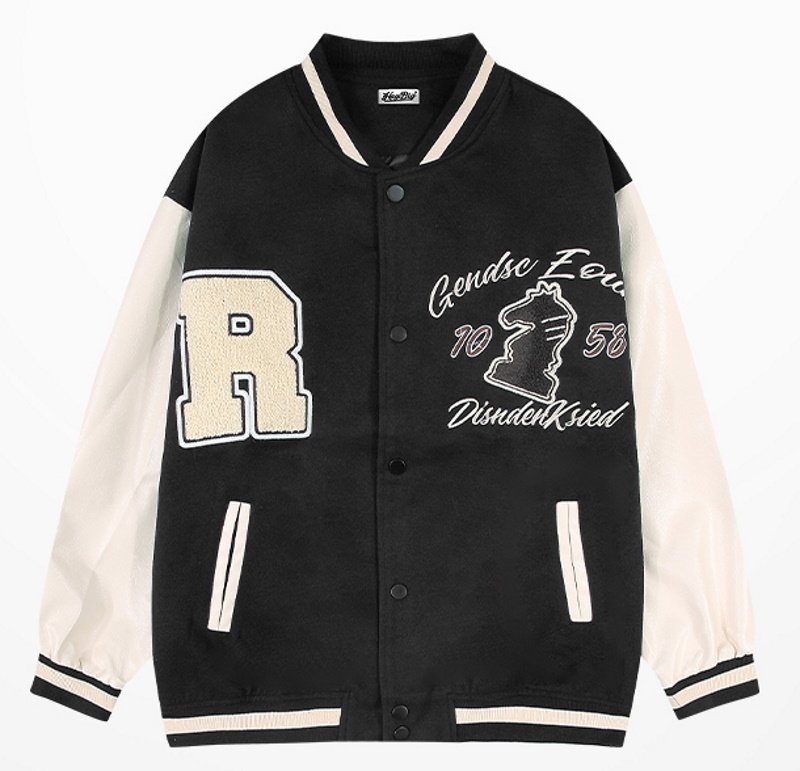 画像4: chess baseball jackets baseball uniform jacket blouson ユニセッ クス男女兼用チェスベイスボール刺繍スタジアムジャンパー スタジャン ジャケットブルゾン (4)