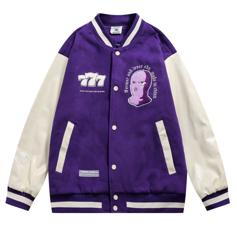 画像3: surgical flocking baseball jackets baseball uniform jacket blouson ユニセッ クス男女兼用マスク刺繍スタジアムジャンパー スタジャン ジャケットブルゾン (3)