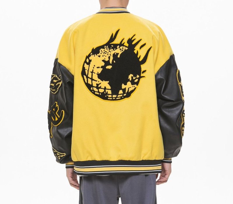 画像10: earth energy embroidery baseball jackets baseball uniform jacket blouson　ユニセッ クス男女兼用アースエネルギー刺繍スタジアムジャンパー スタジャン ジャケットブルゾン (10)