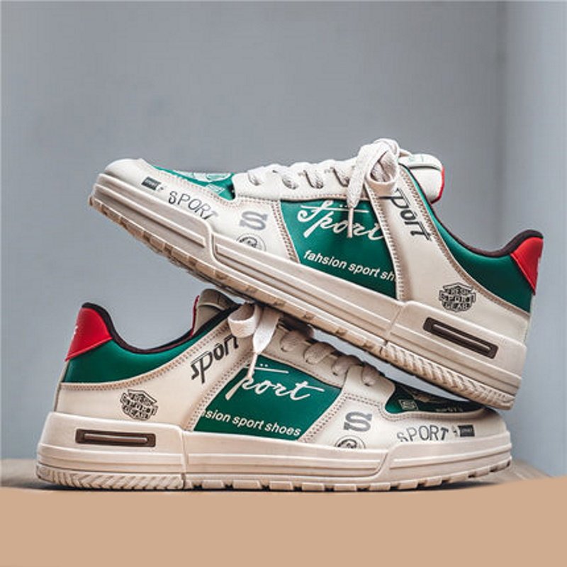 画像4:  Men's alphabet pop logo LACE-UP LEATHER HIGH-TOP SNEAKERS  shoes  ユニセックス男女兼用アルファベットポップロゴレースアップレザーハイカットスニーカー カジュアル シューズ (4)