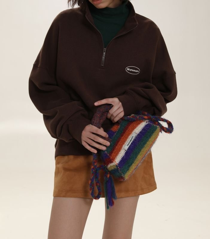 画像3: rainbow wool diagonal cross handbag  tote shoulder hand bag レインボー ウール 斜めクロス ハンドバッグトートショルダーバッグ (3)