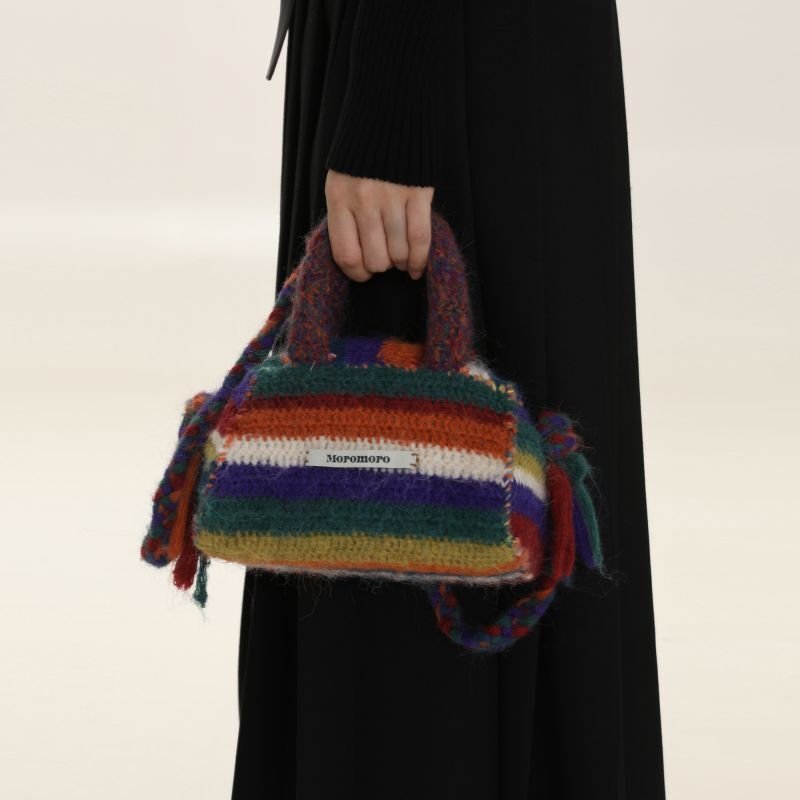 画像2: rainbow wool diagonal cross handbag  tote shoulder hand bag レインボー ウール 斜めクロス ハンドバッグトートショルダーバッグ (2)