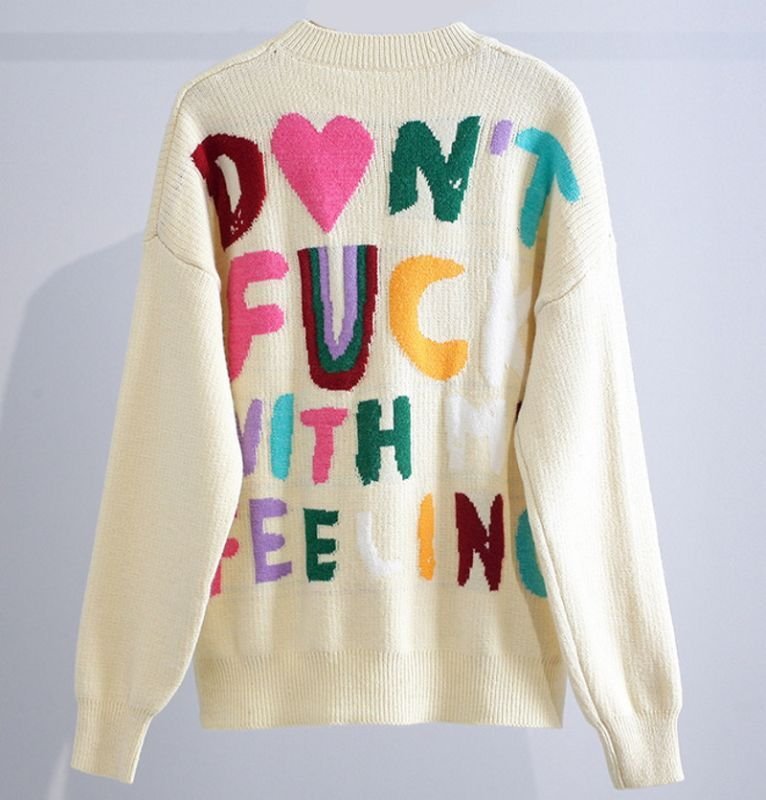 画像8: sense color letter sweater PULLOVER SWEATER Knit  　カラフルレター丸首ラウンドネックセーターニット (8)