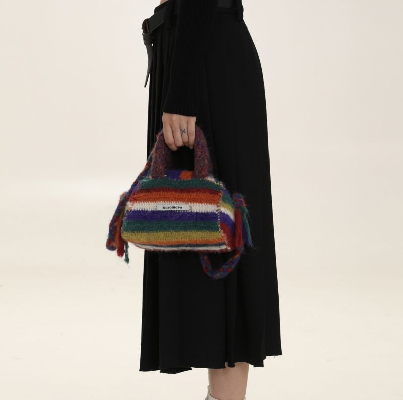 画像11: rainbow wool diagonal cross handbag  tote shoulder hand bag レインボー ウール 斜めクロス ハンドバッグトートショルダーバッグ (11)