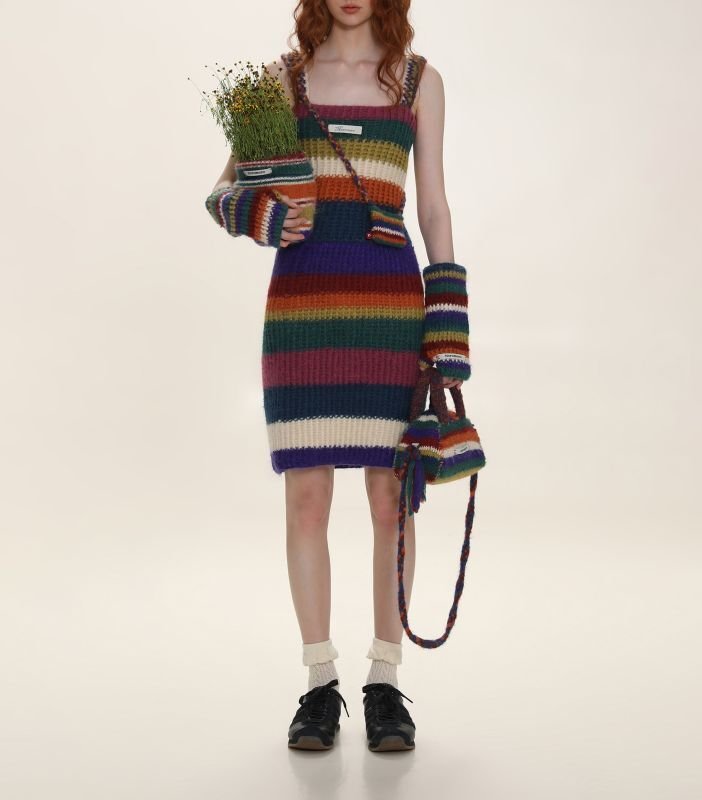 画像9: rainbow wool diagonal cross handbag  tote shoulder hand bag レインボー ウール 斜めクロス ハンドバッグトートショルダーバッグ (9)