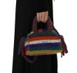 画像1: rainbow wool diagonal cross handbag  tote shoulder hand bag　レインボー ウール 斜めクロス ハンドバッグトートショルダーバッグ (1)