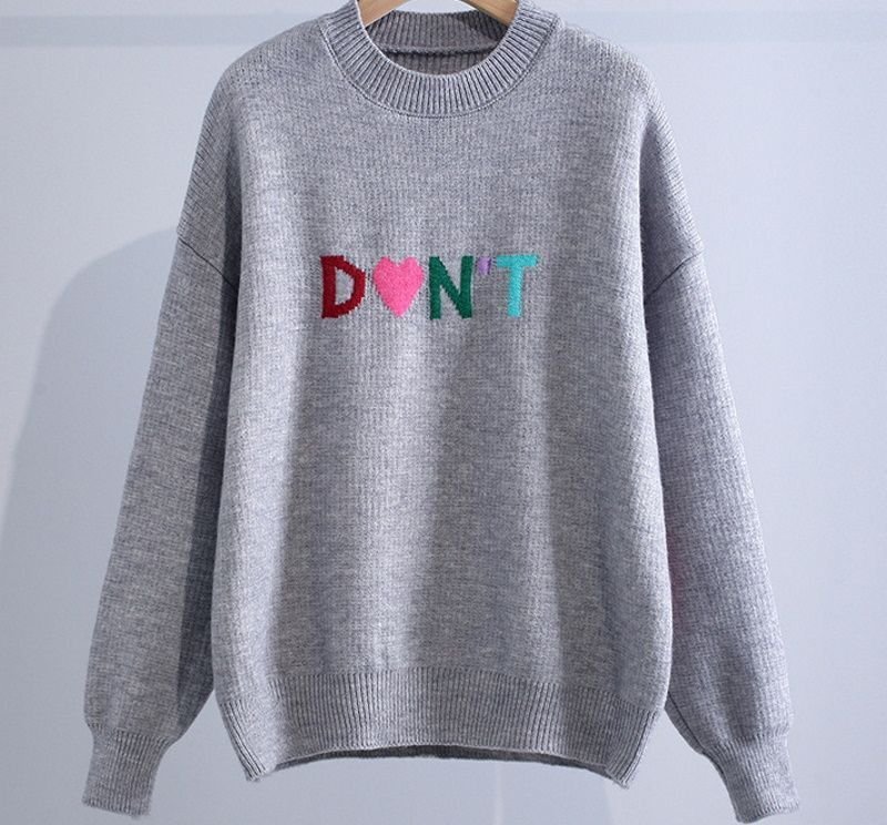 画像2: sense color letter sweater PULLOVER SWEATER Knit  　カラフルレター丸首ラウンドネックセーターニット (2)