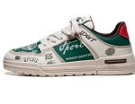 画像2:  Men's alphabet pop logo LACE-UP LEATHER HIGH-TOP SNEAKERS  shoes 　ユニセックス男女兼用アルファベットポップロゴレースアップレザーハイカットスニーカー カジュアル シューズ (2)