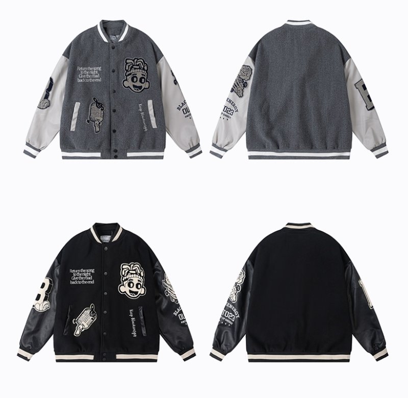 画像5: hip hop boy embroidery baseball jackets baseball uniform jacket blouson ユニセッ クス男女兼用ヒップホップボーイ刺繍スタジアムジャンパー スタジャン ジャケットブルゾン (5)