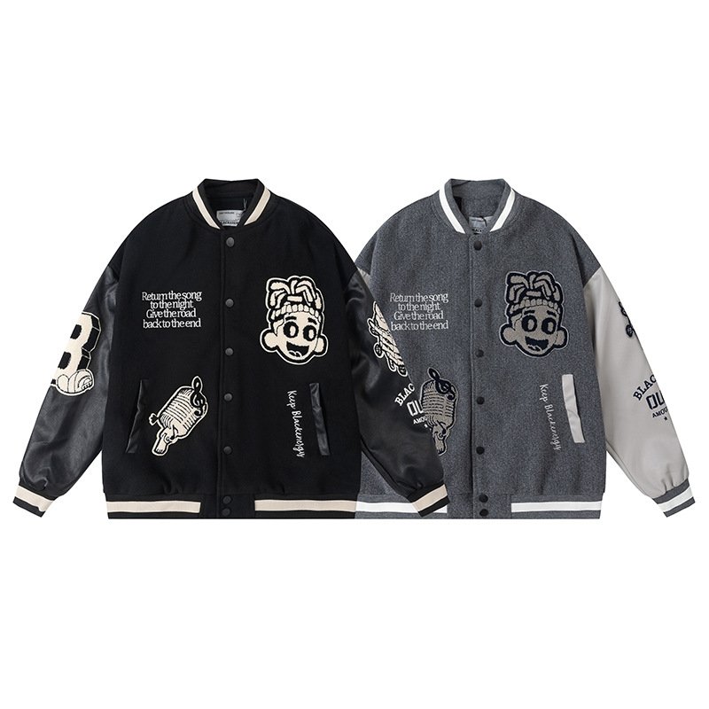 画像6: hip hop boy embroidery baseball jackets baseball uniform jacket blouson ユニセッ クス男女兼用ヒップホップボーイ刺繍スタジアムジャンパー スタジャン ジャケットブルゾン (6)