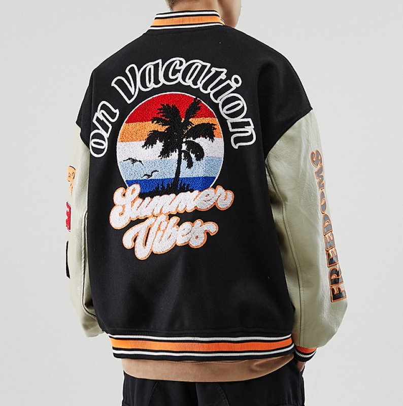 画像7: tropical phoenix  embroidery baseball jackets baseball uniform jacket blouson ユニセッ クス男女兼用フェニックス刺繍スタジアムジャンパー スタジャン ジャケットブルゾン (7)