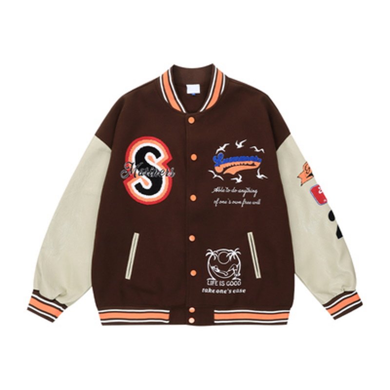 画像5: tropical phoenix  embroidery baseball jackets baseball uniform jacket blouson ユニセッ クス男女兼用フェニックス刺繍スタジアムジャンパー スタジャン ジャケットブルゾン (5)