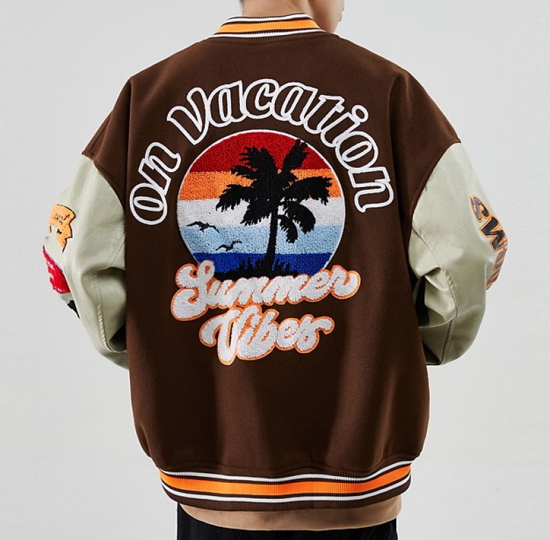 画像8: tropical phoenix  embroidery baseball jackets baseball uniform jacket blouson ユニセッ クス男女兼用フェニックス刺繍スタジアムジャンパー スタジャン ジャケットブルゾン (8)